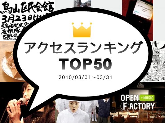 注目度NO.1はコレだ！webDICEアクセスランキングTOP50【2010.03】