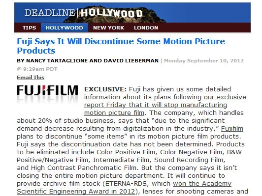 富士フィルム 映画フィルム生産中止は事実と回答