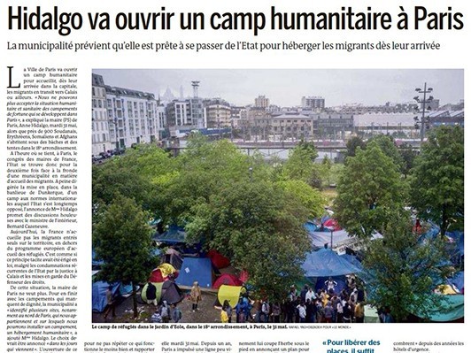 パリ市長が英断、難民の仮設住宅の公設を決定